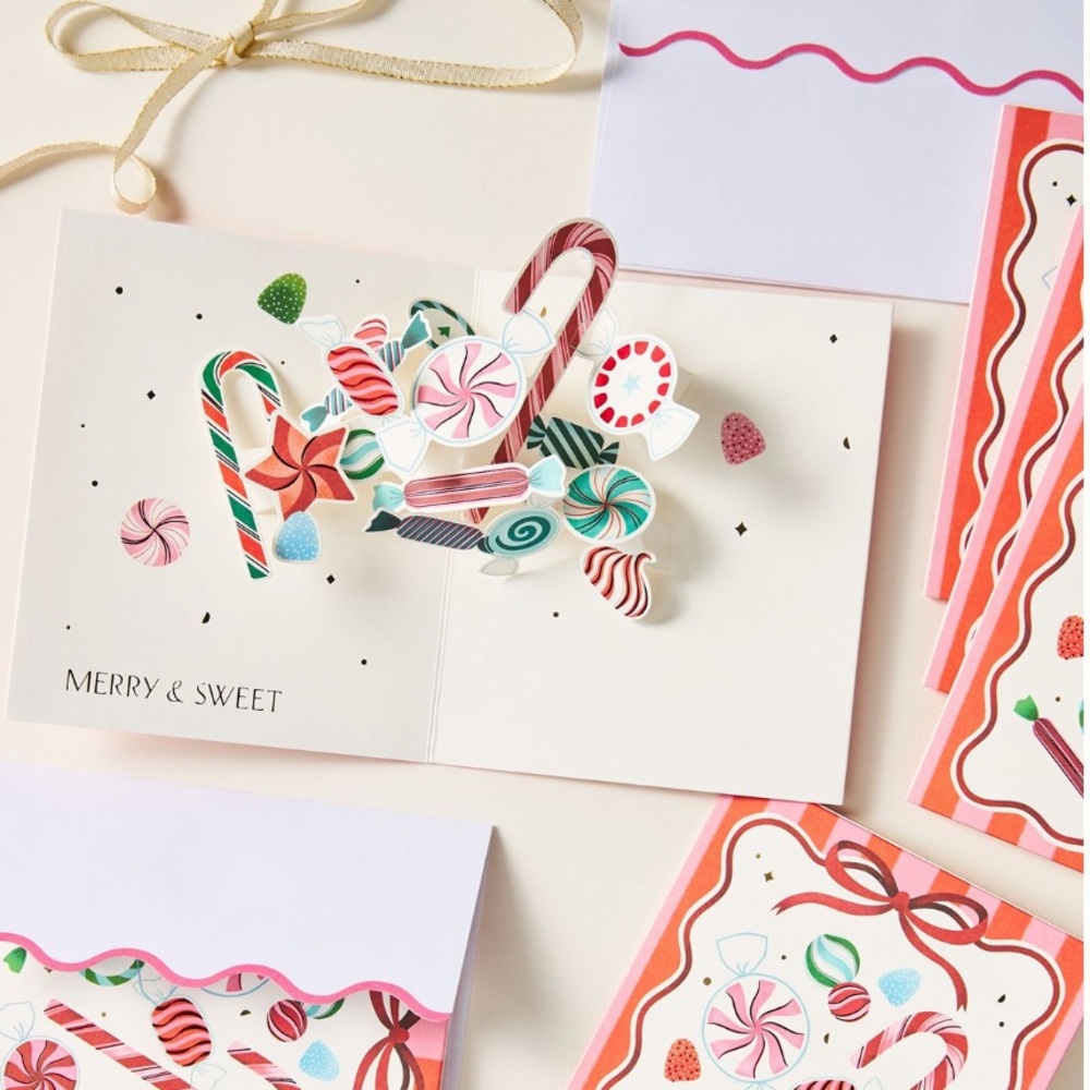 Anthropologie Christmas Festive Candy Pop-Up Card Set